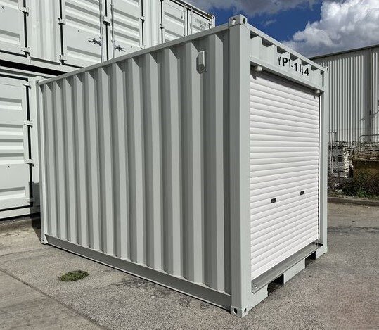 12ft storage container with forklift pockets & roller door